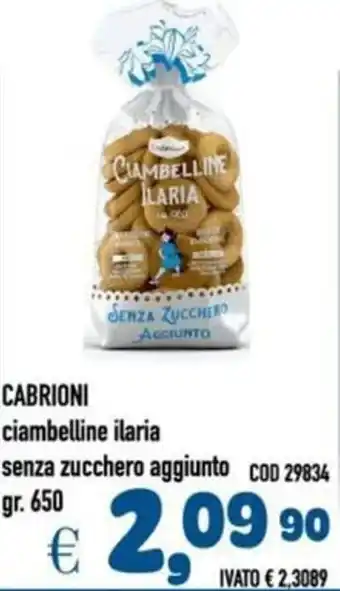 Del Prete Distribuzioni CABRIONI ciambelline ilaria senza zucchero aggiunto offerta