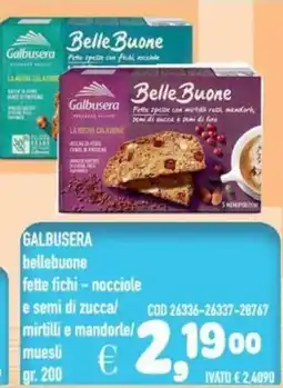 Del Prete Distribuzioni GALBUSERA bellebuone fette fichi - nocciole e semi di zuccal mirtilli e mandorle/ muesli offerta
