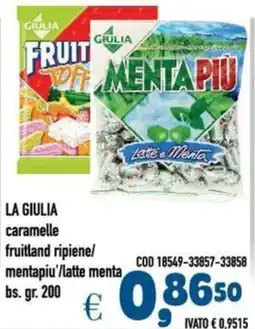 Del Prete Distribuzioni LA GIULIA caramelle fruitland ripiene/ mentapiu'/latte menta bs. offerta