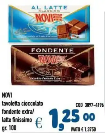 Del Prete Distribuzioni NOVI tavoletta cioccolato fondente extra/ latte finissimo offerta