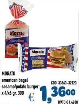 Del Prete Distribuzioni MORATO american bagel sesamo/potato burger 00 x 4/x6 offerta
