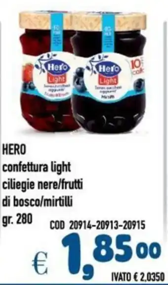 Del Prete Distribuzioni HERO Light confettura light ciliegie nere/frutti di bosco/mirtilli offerta