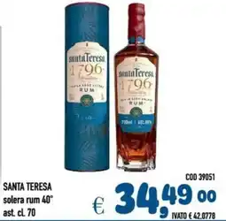 Del Prete Distribuzioni SANTA TERESA solera rum 40° offerta