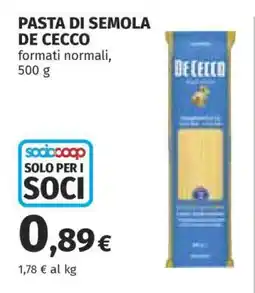 Coop Pasta di Semola De Cecco offerta