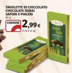 Coop TAVOLETTE DI CIOCCOLATO CHOCOLATE DUBAI SAPORI E PIACERI offerta