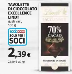 Coop TAVOLETTE DI CIOCCOLATO EXCELLENCE LINDT offerta