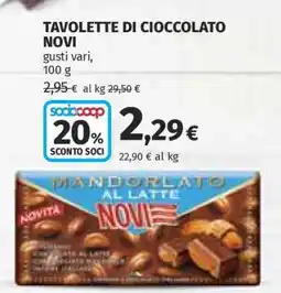 Coop TAVOLETTE DI CIOCCOLATO NOVI offerta
