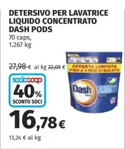 Coop Detersivo per lavatrice liquido concentrato Dash Pods offerta