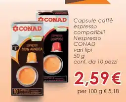 Conad Capsule caffè espresso compatibili Nespresso CONAD offerta