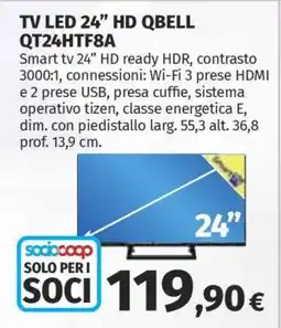 Coop TV LED 24” HD QBELL QT24HTF8A offerta