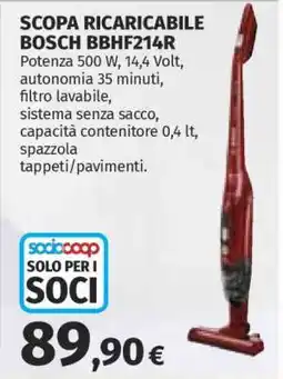 Coop SCOPA RICARICABILE BOSCH BBHF214R offerta