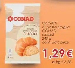 Conad Cornetti di pasta sfoglia CONAD classici offerta