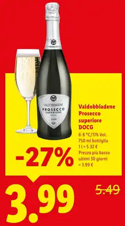 Lidl Valdobbiadene Prosecco superiore DOCG offerta