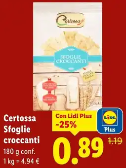 Lidl Certossa Sfoglie croccanti offerta