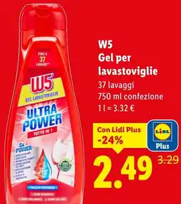 Lidl W5 Gel per lavastoviglie offerta