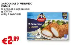 Pam 2 croccole di merluzzo findus le originali o agli spinaci offerta