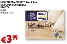 Pam 5 filetti di merluzzo d'alaska da pesca sostenibile FROSTA offerta