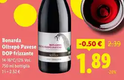 Lidl Bonarda Oltrepò Pavese DOP frizzante offerta