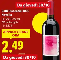 Lidl Colli Piacentini DOC Novello offerta