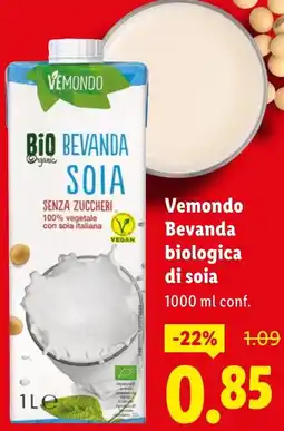 Lidl Vemondo Bevanda biologica di soia offerta