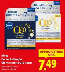 Lidl Nivea Crema Antirughe Giorno e notte Q10 Power offerta