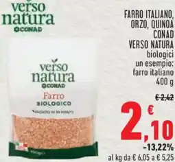 Conad City Farro italiano, orzo, quinoa conad verso natura biologici offerta