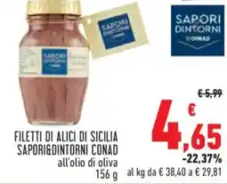 Conad City Filetti di alici di sicilia sapori&dintorni conad all'olio di oliva offerta