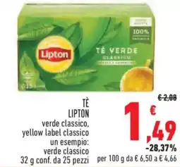 Conad City Tè lipton verde classico, yellow label classico offerta