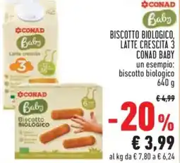 Conad City Biscotto biologico, latte crescita 3 CONAD BABY offerta