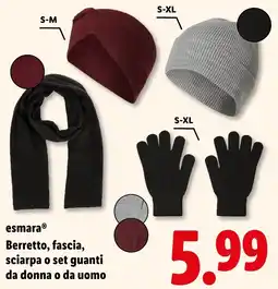 Lidl esmara Berretto, fascia, sciarpa o set guanti da donna o da uomo offerta