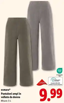 Lidl esmara Pantaloni ampi in velluto da donna offerta