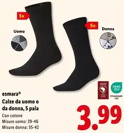 Lidl esmara Calze da uomo o da donna, 5 paia offerta