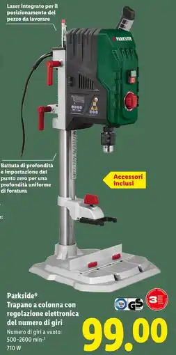 Lidl Parkside Trapano a colonna con regolazione elettronica del numero di giri offerta