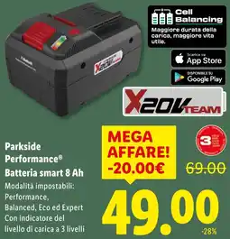 Lidl Parkside Performance Batteria smart 8 Ah offerta