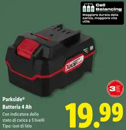 Lidl Parkside Batteria 4 Ah offerta
