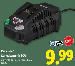 Lidl Parkside Caricabatterie 20V offerta
