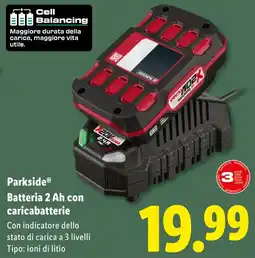 Lidl Parkside Batteria 2 Ah con caricabatterie offerta