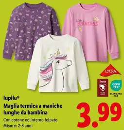 Lidl lupilu Maglia termica a maniche lunghe da bambina offerta