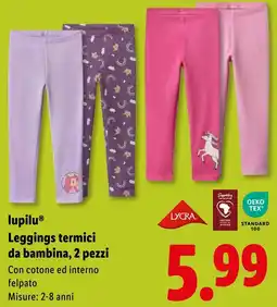 Lidl lupilu Leggings termici da bambina offerta