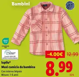 Lidl lupilu Maxi camicia da bambina offerta