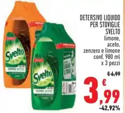 Conad City Detersivo liquido per stoviglie svelto limone, aceto offerta