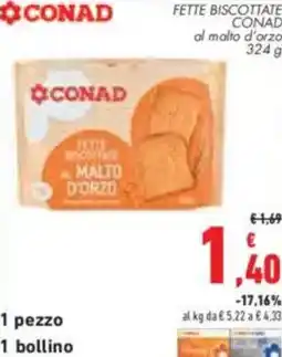 Conad City Fette biscottate conad al malto d'orzo offerta