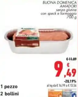 Conad City Buona domenica amadori senza glutine con speck e formaggio offerta