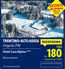 Lidl Hotel Casa Alpina offerta