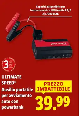 Lidl ULTIMATE SPEED Ausilio portatile per avviamento auto con powerbank offerta
