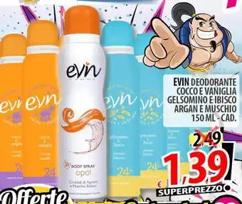 Evin deodorante cocco e vaniglia gelsomino e ibisco argan e muschio