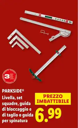 Lidl PARKSIDE Livella, set squadre, guida di bloccaggio e di taglio o guida per spinatura offerta