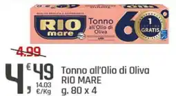Supermercati Dok Tonno all'Olio di Oliva RIO MARE offerta