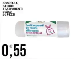 Vantaggio Cash&Carry Sos casa sacchi trasparenti 50x60 20 pezzi offerta