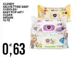 Vantaggio Cash&Carry Clendy salviettine baby cuddles/ baby pop art/ clean argan 72 pz offerta